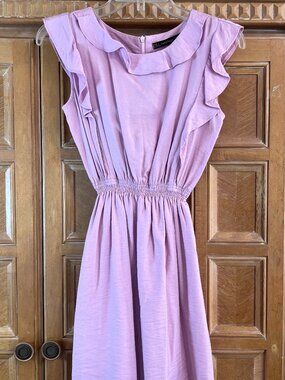 Zara Basic Wiomens Pink Dress Sleeveless Ruffled Elastic Waist Small